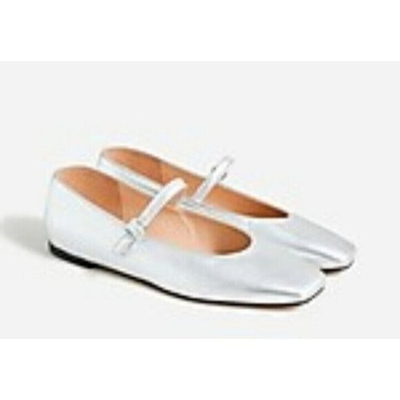 Jcrew Anya Mary Jane flats in Silver Size 10 - Picture 11 of 11